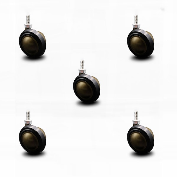 2.25 Inch Antique Soft Tread Ball Caster - 5/16 Inch Threaded Stem, 5PK